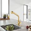 Utility Sink Faucets Single-Handle Pull-Out Laundry Faucet with Dual Spray Function in Stainless Spot Resistant Gold