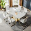 MDF Dining Table,Panel stainless steel polished gold-plated bar, need to hit copper nails,Table Size: 62.99" L x 35.43" W x 29.92" H