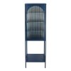 Stylish Tempered Glass High Cabinet with Arched Door Adjustable Shelves and Feet Anti-Tip Dust-free Fluted Glass Kitchen Credenza Blue