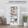 70" Kitchen Pantry, Tall Freestanding Storage Cabinet, 6-tier Shelving with 2 Adjustable Shelves and 4 Doors for Dining Room, White