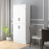 70" Kitchen Pantry, Tall Freestanding Storage Cabinet, 6-tier Shelving with 2 Adjustable Shelves and 4 Doors for Dining Room, White