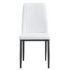 Modern Dining Chairs Set of 6, Side Dining Room/Kitchen Chairs, Faux Leather Upholstered Seat and Metal Legs Side Chairs, White