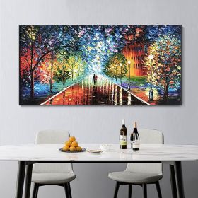 Handmade Oil Painting Colorful Abstract Art On Canvas Figure Painting Contemporary Art Night Rain Street Painting Wall Art For Home Decor (size: 120x240cm)